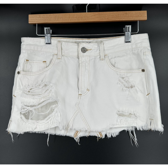 Abercrombie & Fitch Dresses & Skirts - Abercrombie & Fitch Womens Micro Mini Denim Skirt Size 27 Distressed Preppy Y2K